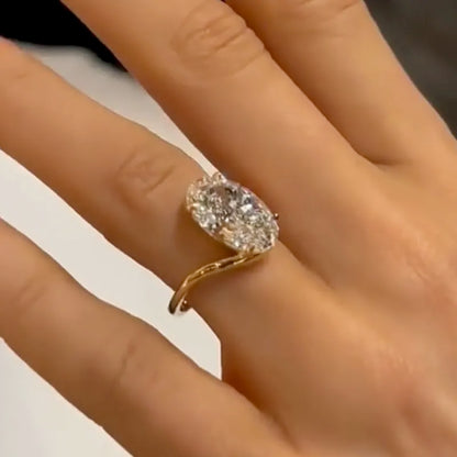 Moonlit Oath 2.0 Carat Oval Cut Engagement Ring in Sterling Silver