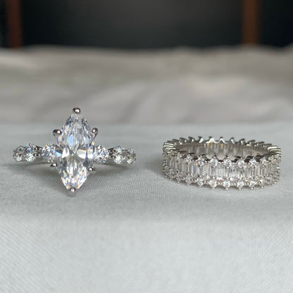 Eternal Bond 1.5ct Marquise Cut Wedding Set for Women in Sterling Silver