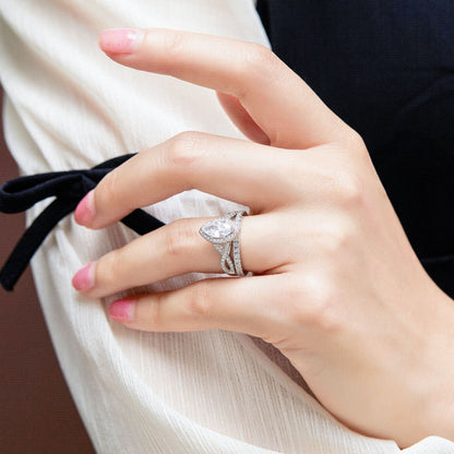 Glamorous 1.0 Carat Marquise cut 2pc Wedding Ring Set for Women in Sterling Silver