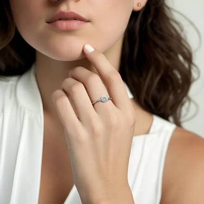 Timeless Grace 1CT Round Moissanite Solitaire Ring in Sterling Silver 925