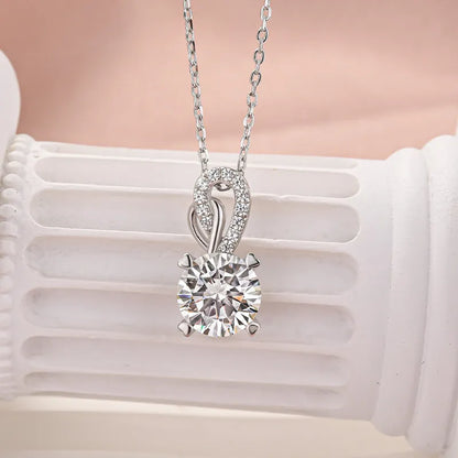 3.0 Ct Statement Round Cut Pendant Necklace For Women In White Gold