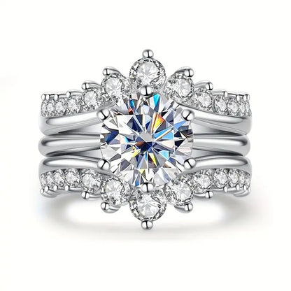 Elegant 3.0ct Round cut 2pc Wedding Ring Set in Sterling Silver