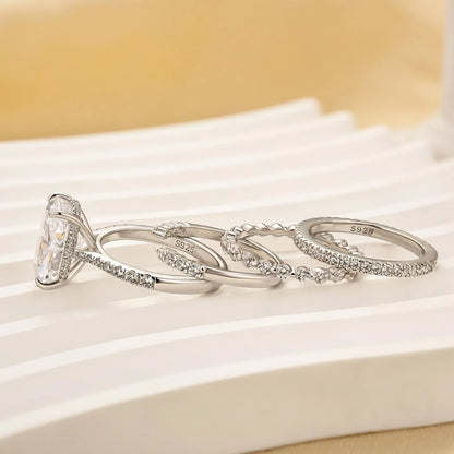 Celestial Charm 6.5ct Cushion Cut Wedding Set in Sterling Silver