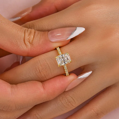 Dazzling Union 3.5ct Radiant Cut Engagement Ring in Sterling Silver