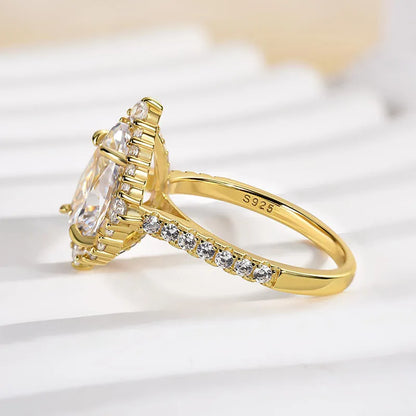 Majestic Bloom 3.0 Carat Pear Cut Engagement Ring in Sterling Silver