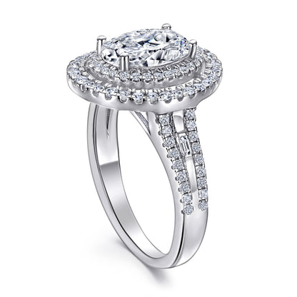 Elegant 2.0ct Oval cut Engagement Ring for Women in Sterling Silver