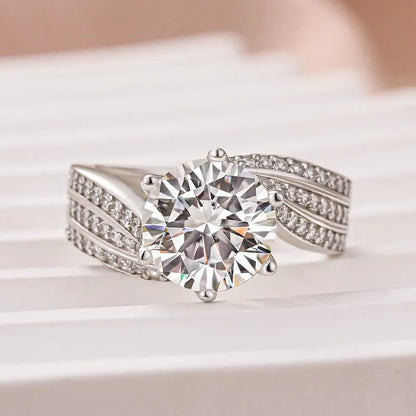 Royal Gleam 3.0 Carat Round Cut Engagement Ring in Sterling Silver