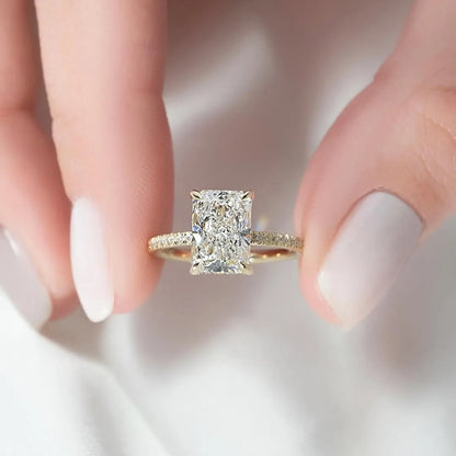 Dazzling Union 3.5ct Radiant Cut Engagement Ring for Women in Sterling Silver