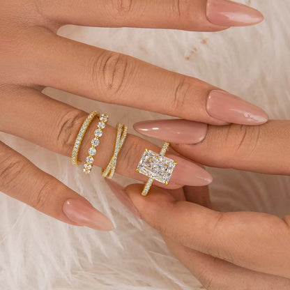 Dazzling Union 4.5ct Radiant Cut Wedding Set for Women in Sterling Silver