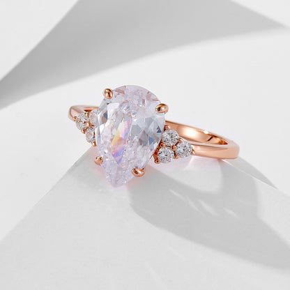 Romantic 3.0ct Pear cut Engagement Ring in Sterling Silver