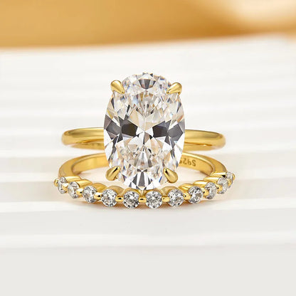 Royal Gleam 5.5 Carat Oval Cut Wedding Set in Sterling Silver
