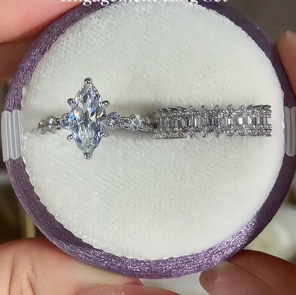 Eternal Bond 1.5ct Marquise Cut Wedding Set for Women in Sterling Silver