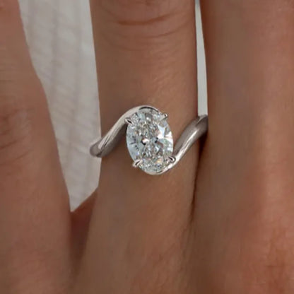 Moonlit Oath 2.0 Carat Oval Cut Engagement Ring in Sterling Silver