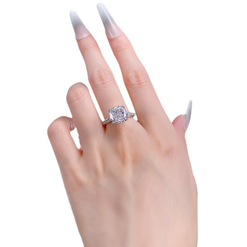 Regal 3.0 Carat Cushion Cut Engagement Ring for Women in Sterling Silver