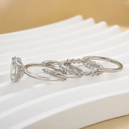 Royal Gleam 4.0 Carat Oval Cut Wedding Set in Sterling Silver