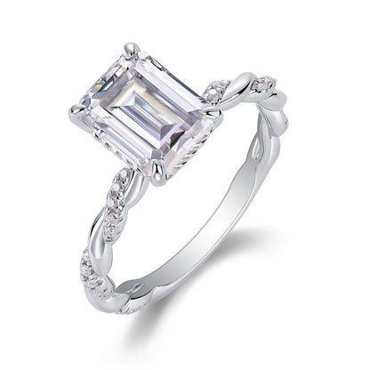 Lightchaser 4CT Radiant-Cut Moissanite Ring in Sterling Silver 925