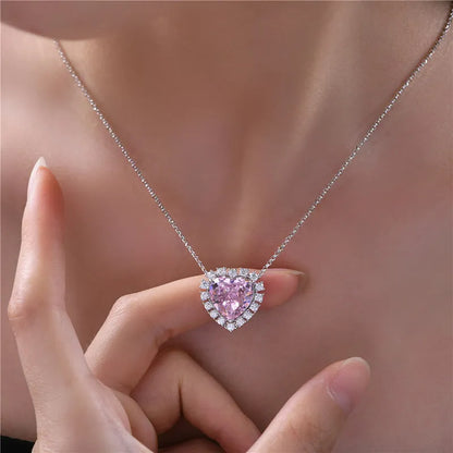 2.0 Ct Refined Heart Cut Pendant Necklace In White Gold