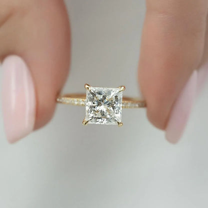 Royal Gleam 1.0 Carat Princess Cut Engagement Ring in Sterling Silver