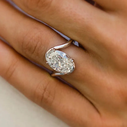 Moonlit Oath 2.0 Carat Oval Cut Engagement Ring in Sterling Silver