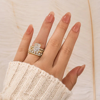 Dazzling Union 4.5ct Radiant Cut Wedding Set for Women in Sterling Silver