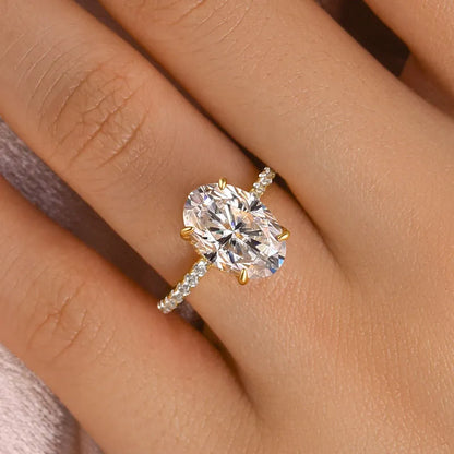 Majestic Bloom 4.0 Carat Oval Cut Engagement Ring in Sterling Silver