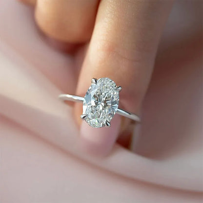 Dazzling Union 4.0ct Oval Cut Engagement Ring for Women in Sterling Silver