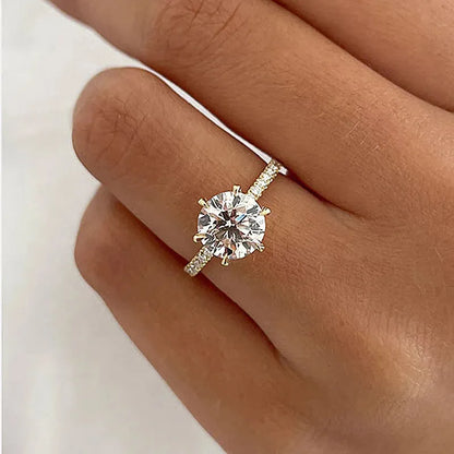 Majestic Bloom 5.0 Carat Round Cut Engagement Ring in Sterling Silver