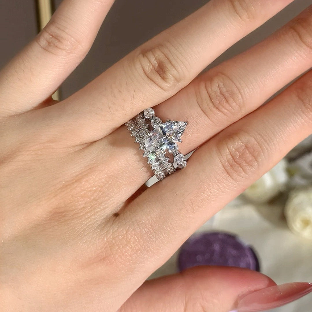 Eternal Bond 1.5ct Marquise Cut Wedding Set for Women in Sterling Silver