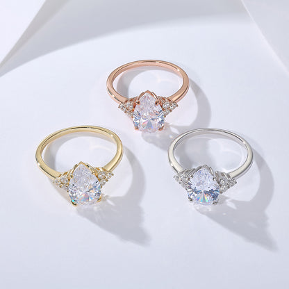 Romantic 3.0ct Pear cut Engagement Ring in Sterling Silver