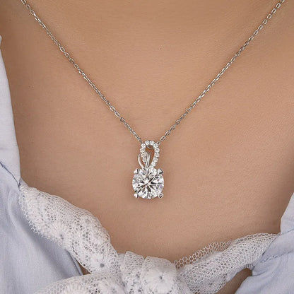 3.0 Ct Statement Round Cut Pendant Necklace For Women In White Gold