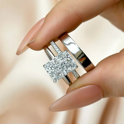 Dazzling Union 4.5ct Radiant Cut Wedding Set in Sterling Silver