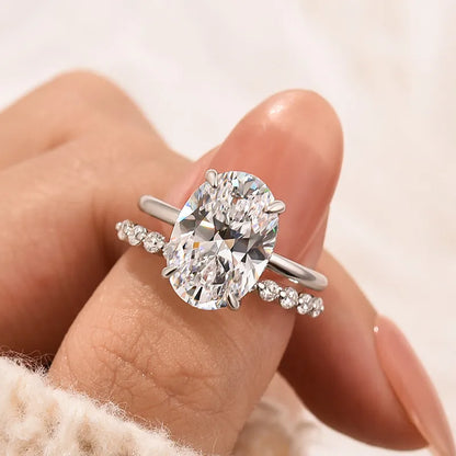 Royal Gleam 5.5 Carat Oval Cut Wedding Set in Sterling Silver