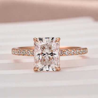 Dazzling Union 3.5ct Radiant Cut Engagement Ring in Sterling Silver