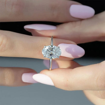 Dazzling Union 4.0ct Oval Cut Engagement Ring for Women in Sterling Silver