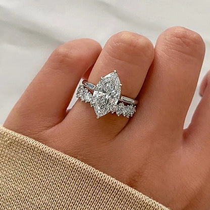 Pure Devotion 4.0ct Marquise Cut Wedding Set in Sterling Silver