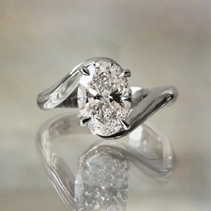 Moonlit Oath 2.0 Carat Oval Cut Engagement Ring in Sterling Silver