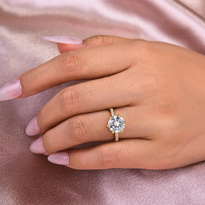 Regal Whisper 3.0 Carat Round Cut Engagement Ring in Sterling Silver
