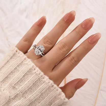 Royal Gleam 5.5 Carat Oval Cut Wedding Set in Sterling Silver