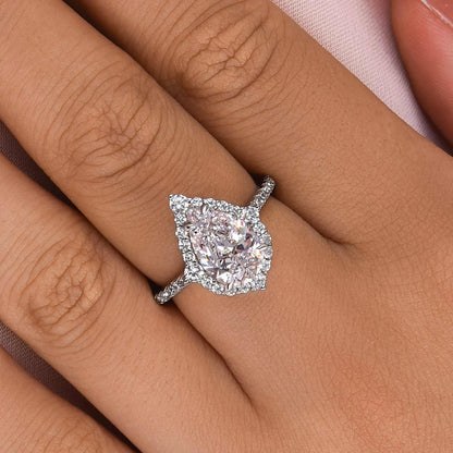 Majestic Bloom 3.0 Carat Pear Cut Engagement Ring in Sterling Silver