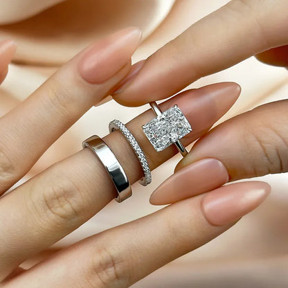 Dazzling Union 4.5ct Radiant Cut Wedding Set in Sterling Silver