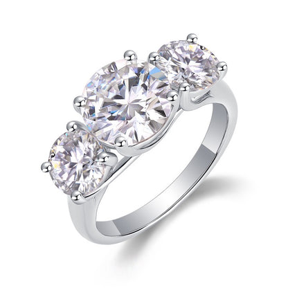Three Lifetimes Lucky 3CT Round Moissanite Engagement Ring in Sterling Silver 925