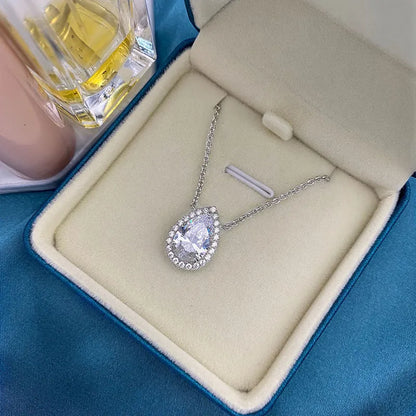 3.0ct Sophisticated Pear Cut Pendant Necklace For Women In White Gold