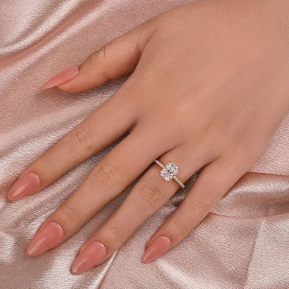 Dazzling Union 3.5ct Radiant Cut Engagement Ring in Sterling Silver
