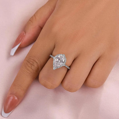 Majestic Bloom 3.0 Carat Pear Cut Engagement Ring in Sterling Silver