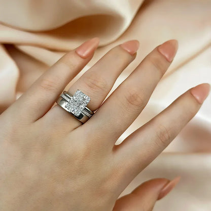 Dazzling Union 4.5ct Radiant Cut Wedding Set in Sterling Silver