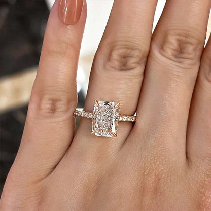 Dazzling Union 3.5ct Radiant Cut Engagement Ring for Women in Sterling Silver