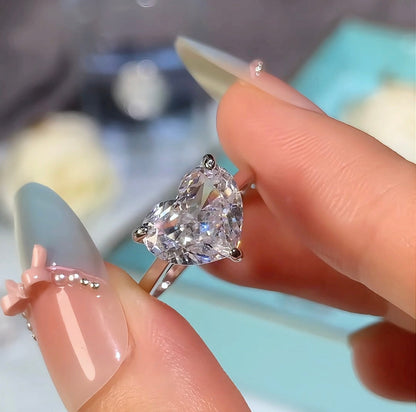 Romantic Radiance 3.0 Carat Heart Cut Engagement Ring in Sterling Silver