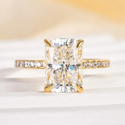 Grand Splendor 2.5ct Radiant Cut Engagement Ring in Sterling Silver