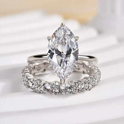 Pure Devotion 4.0ct Marquise Cut Wedding Set in Sterling Silver