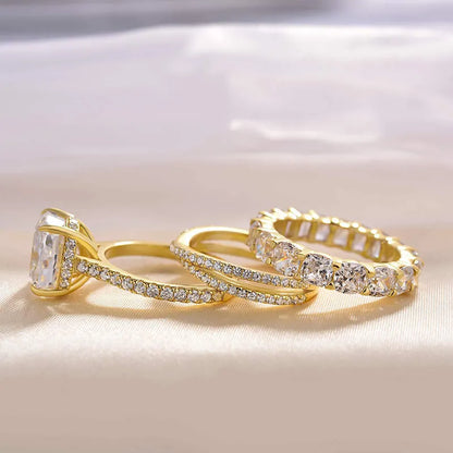 Majestic Bloom 4.5 Carat Cushion Cut Wedding Set in Sterling Silver